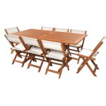 Salon de jardin repas  s�oul  - 1 table + 8 chaises - maple - beige