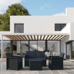 Salon de jardin en rsine 4 places avec table basse gris