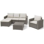 Salon de jardin - en resine imitation rotin tresse - allibert by keter - 5 personnes - moorea - cappuccino ...