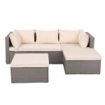 Salon de jardin en r�sine tress�e 4 places gris / beige lecci