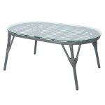 Salon de jardin en rsine tresse gris evora avec table basse - 4 places
