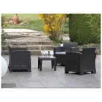 Salon de jardin en rsine tresse vinto 4 places anthracite - jardideco