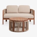 Salon de jardin serel avec canap� 2 places et table basse en bois d'acacia brun acacia
