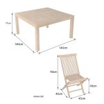 Salon de jardin en teck java - table carr�e et chaises pliantes - 8 places
