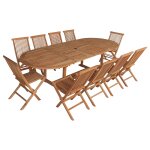 Salon de jardin en teck lombok - table ovale extensible - 10 places Salon de jardin en teck lombok - table ovale extensible - 10 places