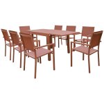 Salon de jardin venezia extensible 90 / 180 en textil�ne terracotta 8 places - aluminium terracotta