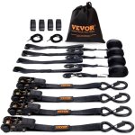 Sangle a cliquet - vevor - 0, 025 m x 4, 6 m, lot de 4, rsistance maximale  la rupture 998 kg, revtement ...