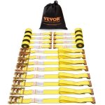 Sangle a cliquet - vevor - 0, 05 m x 4, 6 m, lot de 8, rsistance maximale  la rupture 1995, 8 kg double ...