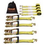 Sangle a cliquet - vevor - 0, 05 mx 4, 6 m, lot de 4, rsistance maximale  la rupture 2268 kg, crochet ...