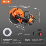 Scie  bton electrique - vevor - 356 mm - 2800 w - profondeur de coupe 127 mm scie  disque humide / ...