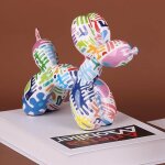 Sculpture de chien ballon graffiti, dcoration d'intrieur, statue de chien ballon en rsine polychrome ...