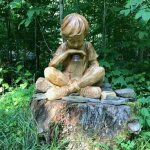 Sculpture de gar�on, ornement lumineux, statue de bureau, d�coration artisanale de jardin