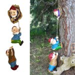 Sculpture de gnomes grimpants, statue d'art, ornement de jardin en r�sine, figurine miniature d'ext�rieur, ...