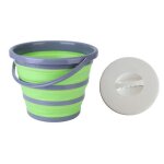 Seau pliable de 10 litres avec couvercle. seau r�tractable en silicone et plastique de 10 litres pour ...