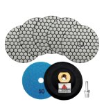 Sec disque diamant de polissage grain 50 6pcs et tampon de soutien en caoutchouc(1set) avec tige ronde ...