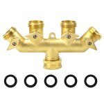 Sparateur de tuyau d'arrosage en laiton a 4 voies 3 / 4, connecteur adaptateur de robinet avec 4 vannes ...