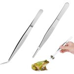 Sept - 2 pcs pincettes long aquarium pinces, acier inoxydable inox brucelles courbes et droites, aquarium ...