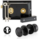 Sept - ensemble de boutons de jante noirs avec serrure de jante, bouton de porte en plastique et rosaces, ...