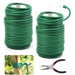 Sept - fil jardinage vert, 2 rouleau fil de jardin vert souple 3, 5mm x 40m, fil attache tomate, fil ...