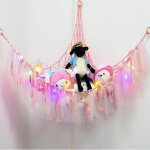 Sept - hamac en peluche, hamac triangulaire avec pompons, hamac mural avec crochets et guirlandes lumineuses ...