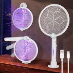 Sept - raquette electrique insectes, raquette moustique electrique, 3 en 1 1200mah usb rechargeable raquette ...