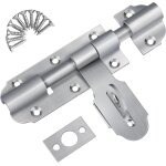 Sept - targette de porte exterieur avec fermoir a cadenas, 135mm loquet de porte coulissante en acier ...
