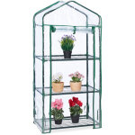 Serre de balcon, b�che en pvc, 3 etag�res, h x l x p : env. 128 x 60 x 40 cm, vert et transparent - relaxdays ...