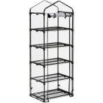 Serre de balcon, b�che en pvc, structure en acier, 5 etag�res, hxlxp : env. 192 x 69 x 50 cm, noir / ...