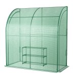 Serre inclin�e de jardin 200 x 100 x 215 cm avec etag�re a plantes 3 niveaux et protection solaire en ...