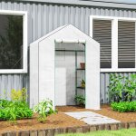 Serre de jardin 1 porte, 1 fen�tre, etag�res a 3 niveaux acier blanc
