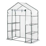 Serre de jardin en acier et pvc avec etag�res int�gr�es 140 x 73 x 195 cm helloshop26 03 0008250