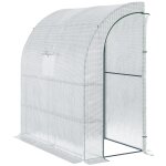 Serre de jardin adoss?e serre adoss?e dim. 2l x 1l x 2, 13h m 4 ?tag?res 2 portes zipp?es 1 fen?tre acier ...