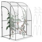 Serre de jardin adoss�e serre adoss�e dim. 1, 43l x 1, 18l x 2, 12h m 2 portes zipp�es enroulables acier ...