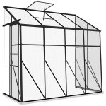 Serre de jardin adoss�e serre adoss�e dim. 2, 53l x 1, 27l x 2, 4h m fondation porte coulissante lucarne ...