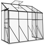 Serre de jardin adosse serre adosse dim. 2, 53l x 1, 27l x 2, 4h m fondation porte coulissante lucarne ...