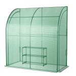 Serre de jardin adosse en pe 198, 5 x 98 x 215 cm avec etagre a plantes 3 niveaux 2 portes zippes ...