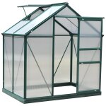 Serre de jardin aluminium polycarbonate 2, 51 m? dim. 1, 9l x 1, 32l x 2, 01h m lucarne, porte coulissante ...