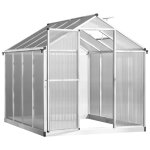 Serre de jardin aluminium polycarbonate 4, 6 m dim. 2, 42l x 1, 9l x 1, 95h m fondation lucarne porte ...