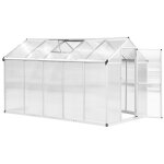 Serre de jardin aluminium polycarbonate 5, 5 m? dim. 3, 03l x 1, 83l x 1, 95h m fondation lucarne porte ...