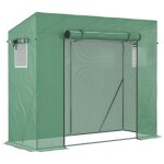 Serre de jardin balcon 1, 54 m - porte zipp�e enroulable, 2 fen�tres moustiquaires - acier pe haute densit� ...