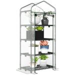 Serre de jardin balcon ?tag?re serre 4 niveaux 0, 7l x 0, 5l x 1, 6h m acier ?poxy b?che amovible pvc ...