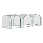 Serre de jardin tunnel 2, 95l x 1l x 0, 8h m 3 portes zipp?es b?che pvc transparent m�tal ?poxy vert