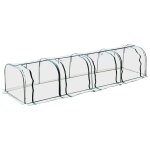 Serre de jardin tunnel 3, 95l x 1l x 0, 8h m 4 portes zipp�es b�che pvc transparent acier thermolaqu� ...