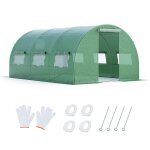 Serre de jardin tunnel 400 x 300 x 200 cm robuste avec protection pe et ventilation pratique en acier ...
