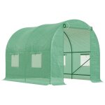 Serre de jardin tunnel 5 m 2, 45l x 2l x 1, 98h m acier renforc� Ø 1, 8 cm + pe haute densit� 140 g ...