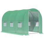 Serre de jardin tunnel surface sol 6 m 3l x 2l x 2h m ch�ssis tubulaire renforc� porte zipp�e 6 fen�tres ...