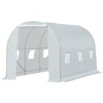 Serre de jardin tunnel surface sol 7 m? 3, 5l x 2l x 2h m ch?ssis tubulaire renforc? 18 mm 6 fen?tres ...