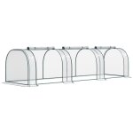 Serre de jardin tunnel serre a tomates 3, 5l x 1l x 0, 8h m 3 portes zippes bche pvc transparent mtal ...