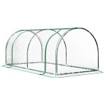 Serre de jardin tunnel serre ? tomates dim. 2l x 1l x 0, 8h m 2 portes zipp?es b?che pvc transparent ...
