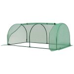 Serre de jardin tunnel serre a tomates dim. 2l x 1l x 0, 8h m porte zippe enroulable bche pe acier ...